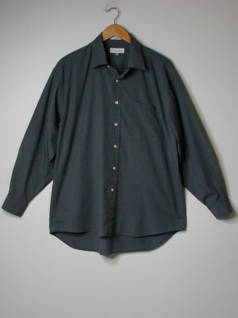 Christian Dior Dress Shirt Gray Button Up Work Office Party Size 17 34 35